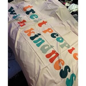 NEW "Treat People With Kindness" Pale Pink Tapestry Wall Hanging, 60"x50"